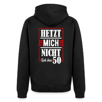 50. Geburtstag - Unisex Premium Bio Zip Hoodie - Schwarz - Hinten - Nico (187cm)