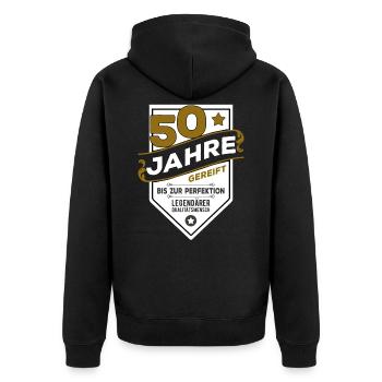 50th birthday - Unisex Premium Organic Zip Hoodie - black - Back - Nico (187cm)