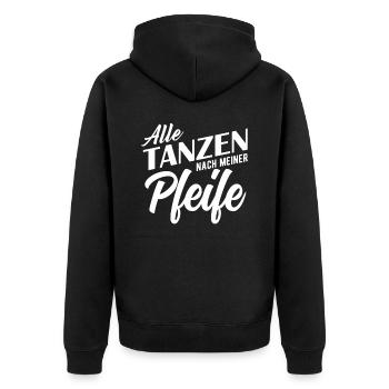 Schiedsrichter - Unisex Premium Bio Zip Hoodie - Schwarz - Hinten - Nico (187cm)