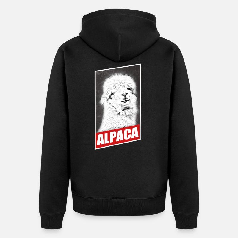 Cadeau Lama Alpaga - Veste à capuche bio Premium Unisexe - noir