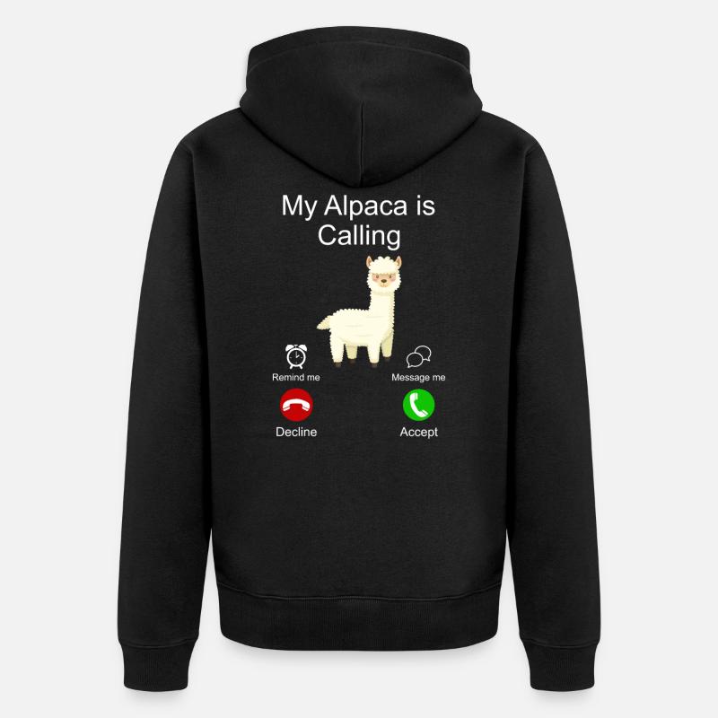 Alpaka Lama - Unisex Premium Bio Zip Hoodie - Schwarz
