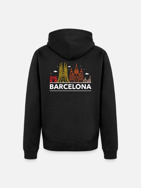 Barcelona - Unisex Premium Organic Zip Hoodie - black