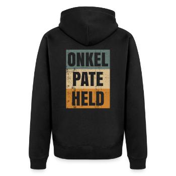Onkel - Unisex Premium Bio Zip Hoodie - Schwarz - Hinten - Nico (187cm)