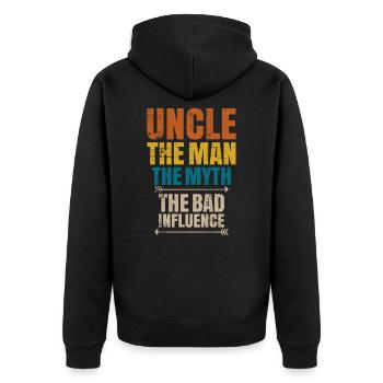 uncle - Unisex Premium Organic Zip Hoodie - black - Back - Nico (187cm)
