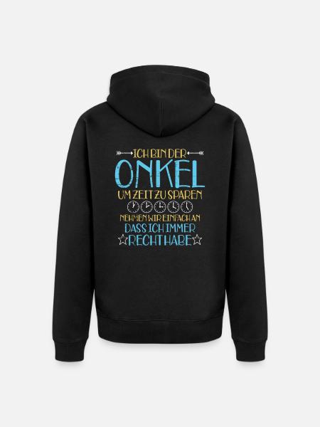 Onkel - Unisex Premium Bio Zip Hoodie - Schwarz