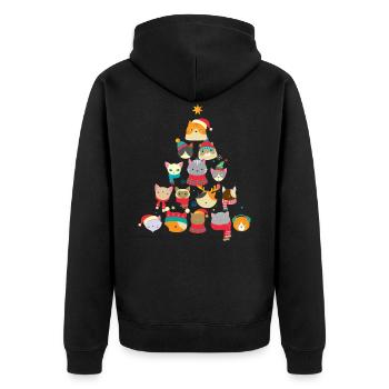 Chats de Noël Sapin de Noël Chaton Noël - Veste à capuche bio Premium Unisexe - noir - Dos - Nico (187cm)