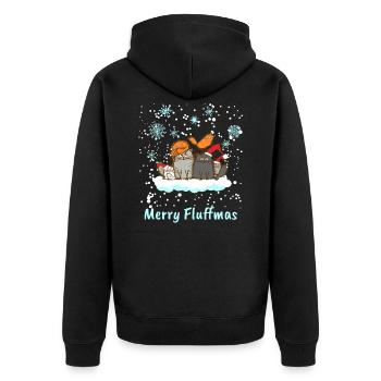 Chat joyeux noel fluffmas chat doux - Veste à capuche bio Premium Unisexe - noir - Dos - Nico (187cm)