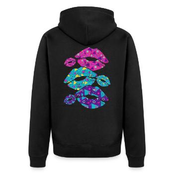 80er Jahre - Unisex Premium Bio Zip Hoodie - Schwarz - Hinten - Nico (187cm)