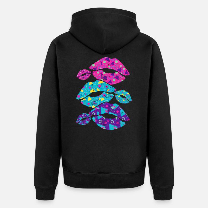 80er Mode - Unisex Premium Bio Zip Hoodie - Schwarz