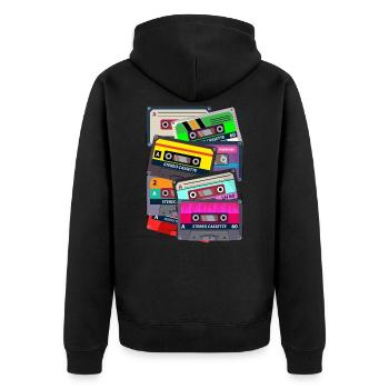 80's music - Unisex Premium Organic Zip Hoodie - black - Back - Nico (187cm)