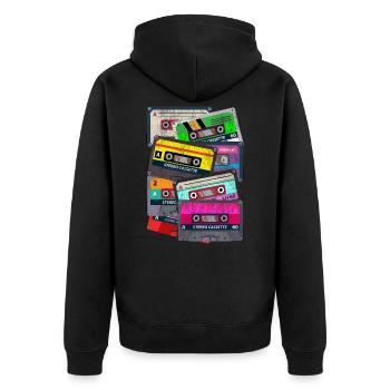 80er Kassette - Unisex Premium Bio Zip Hoodie - Schwarz - Hinten - Nico (187cm)