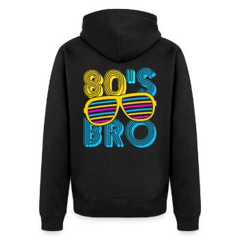80er - Unisex Premium Bio Zip Hoodie - Schwarz - Hinten - Nico (187cm)