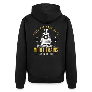 Zug Züge Modeleisenbahn Eisenbahn Geschenk - Unisex Premium Bio Zip Hoodie - Schwarz - Hinten - Nico (187cm)