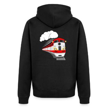 Zug Züge Modeleisenbahn Eisenbahn Geschenk - Unisex Premium Bio Zip Hoodie - Schwarz - Hinten - Nico (187cm)