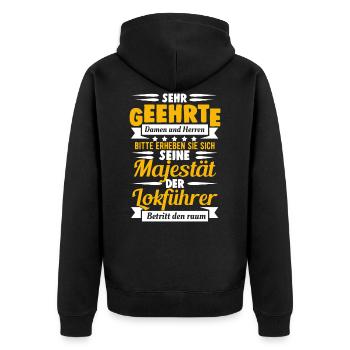 Zug Züge Modeleisenbahn Eisenbahn Geschenk - Unisex Premium Bio Zip Hoodie - Schwarz - Hinten - Nico (187cm)