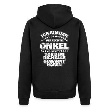 Onkel - Unisex Premium Bio Zip Hoodie - Schwarz - Hinten - Nico (187cm)