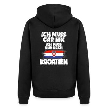 Kroatien - Unisex Premium Bio Zip Hoodie - Schwarz - Hinten - Nico (187cm)