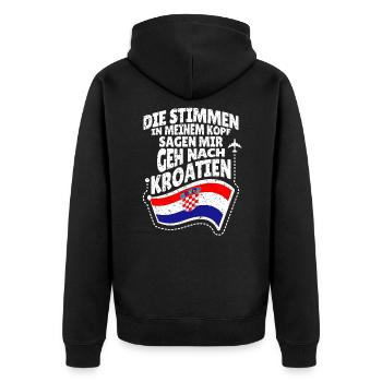 Kroatien - Unisex Premium Bio Zip Hoodie - Schwarz - Hinten - Nico (187cm)