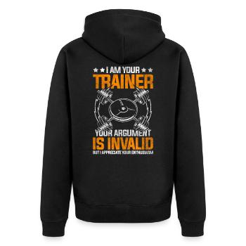 Personal trainer - Unisex Premium Organic Zip Hoodie - black - Back - Nico (187cm)