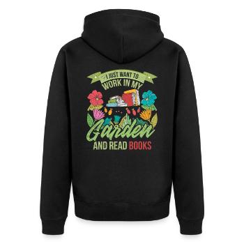 Jardinier Livres - Veste à capuche bio Premium Unisexe - noir - Dos - Nico (187cm)