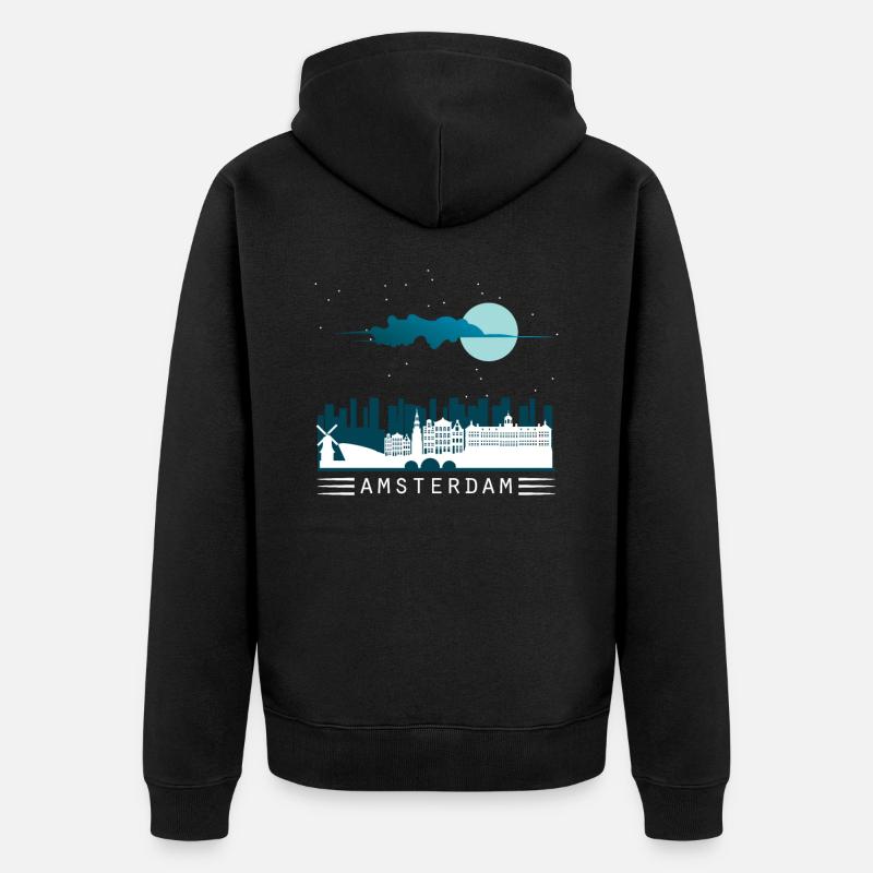 Amsterdam - Unisex Premium Bio Zip Hoodie - Schwarz