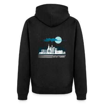Stuttgart - Unisex Premium Bio Zip Hoodie - Schwarz - Hinten - Nico (187cm)