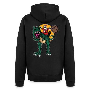 Weihnachtsmann reitet T-Rex Weihnachten Geschenk - Unisex Premium Bio Zip Hoodie - Schwarz - Hinten - Nico (187cm)