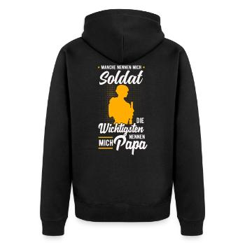 Soldat Soldaten Militär Bund Geschenk Geschenkidee - Unisex Premium Bio Zip Hoodie - Schwarz - Hinten - Nico (187cm)