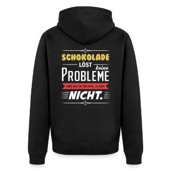 lustiger Spruch - Unisex Premium Bio Zip Hoodie - Schwarz - Hinten - Nico (187cm)