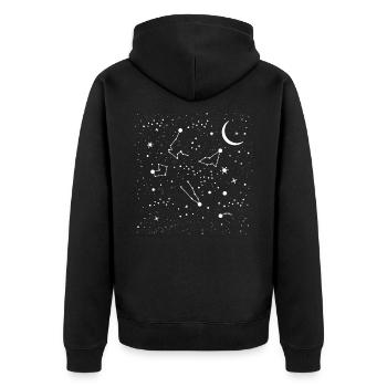 Astronomie - Unisex Premium Bio Zip Hoodie - Schwarz - Hinten - Nico (187cm)