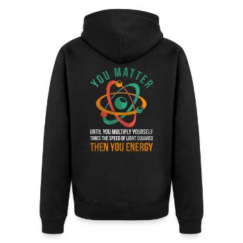 Physics possibilities - Unisex Premium Organic Zip Hoodie - black - Back - Nico (187cm)