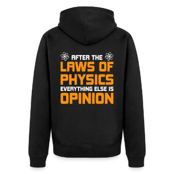physics - Unisex Premium Organic Zip Hoodie - black - Back - Nico (187cm)