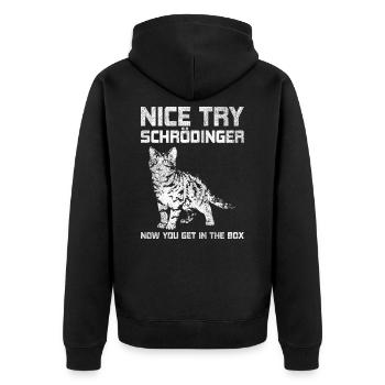 Physics Schrödinger's cat - Unisex Premium Organic Zip Hoodie - black - Back - Nico (187cm)