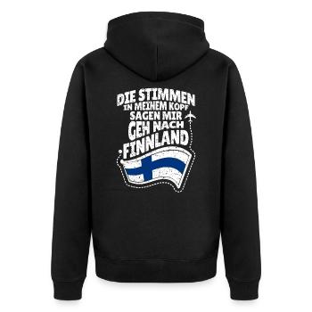 Finnland - Unisex Premium Bio Zip Hoodie - Schwarz - Hinten - Nico (187cm)