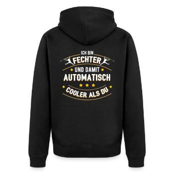 Fechten - Unisex Premium Bio Zip Hoodie - Schwarz - Hinten - Nico (187cm)