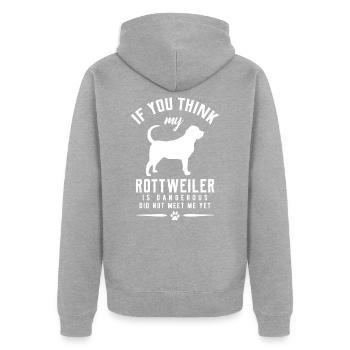 rottweiler - Veste à capuche bio Premium Unisexe - gris chiné - Dos - Nico (187cm)