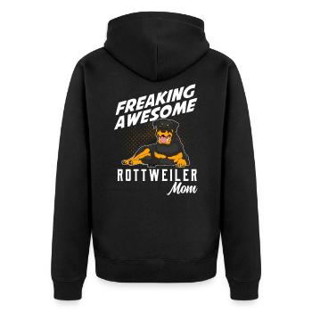 Rottweiler - Unisex Premium Bio Zip Hoodie - Schwarz - Hinten - Nico (187cm)