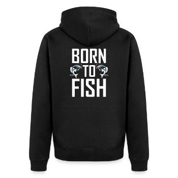 Angling - Unisex Premium Organic Zip Hoodie - black - Back - Nico (187cm)
