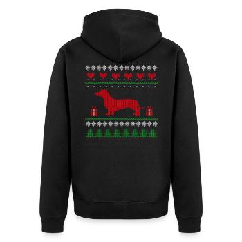 Cadeau de Noël pour chien teckel de Noël moche - Veste à capuche bio Premium Unisexe - noir - Dos - Nico (187cm)