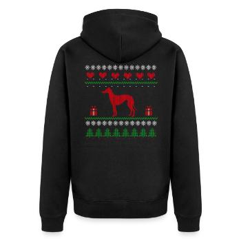 Ugly Christmas Greyhound Greyhound Gift Idea - Unisex Premium Organic Zip Hoodie - black - Back - Nico (187cm)