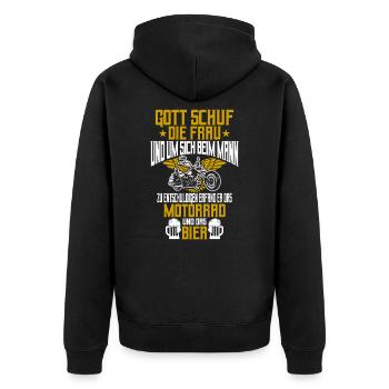 Motorrad Motorrad fahren Geschenk Motocross Bike B - Unisex Premium Bio Zip Hoodie - Schwarz - Hinten - Nico (187cm)