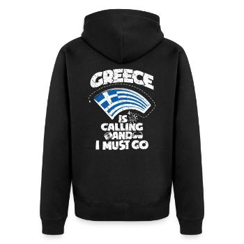 Griechenland - Unisex Premium Bio Zip Hoodie - Schwarz - Hinten - Nico (187cm)