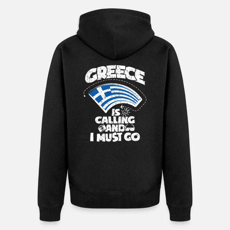 Griechenland - Unisex Premium Bio Zip Hoodie - Schwarz