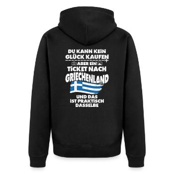 Griechenland - Unisex Premium Bio Zip Hoodie - Schwarz - Hinten - Nico (187cm)
