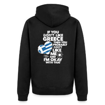 Griechenland - Unisex Premium Bio Zip Hoodie - Schwarz - Hinten - Nico (187cm)