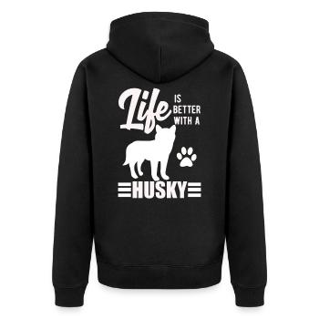 chien de traîneau - Veste à capuche bio Premium Unisexe - noir - Dos - Nico (187cm)
