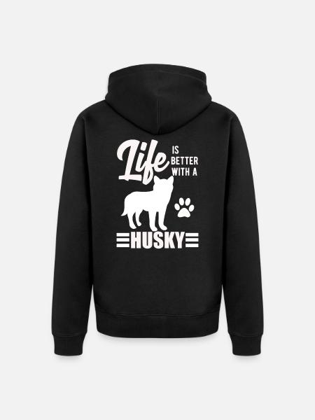Husky - Unisex Premium Organic Zip Hoodie - black