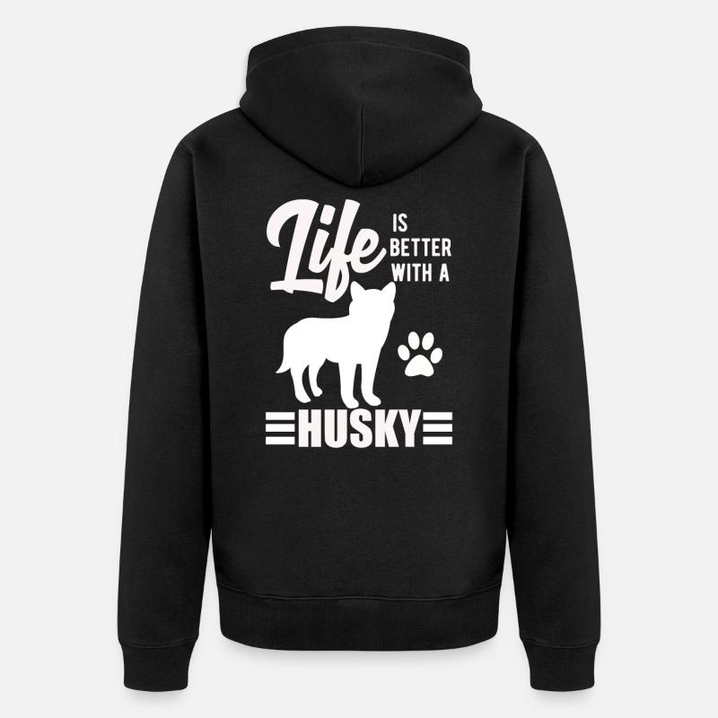 chien de traîneau - Veste à capuche bio Premium Unisexe - noir