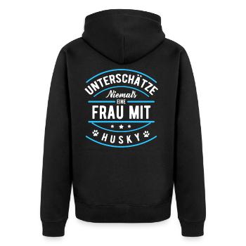 Husky - Unisex Premium Bio Zip Hoodie - Schwarz - Hinten - Nico (187cm)