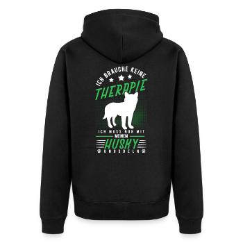 Husky - Unisex Premium Bio Zip Hoodie - Schwarz - Hinten - Nico (187cm)